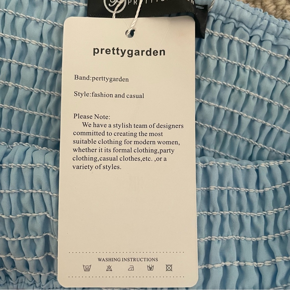 NWT PrettyGarden Blue Puff-Sleeve Ruffle Dress Size S - Picture 13 of 15